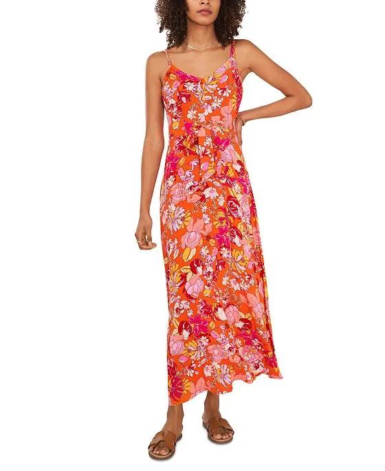 Women's Floral-Print V-Neck Maxi Dress