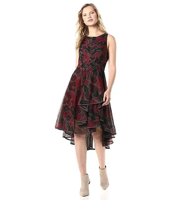 Women's Floral Printed Dress with Dramatic Skirt