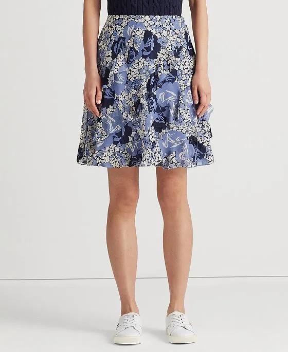 Women's Floral Ruffle-Trim Georgette Skirt