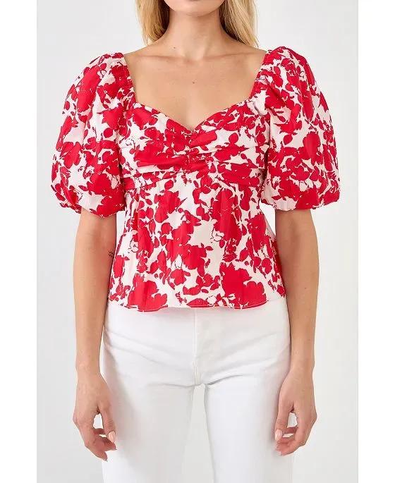 Women's Floral Tied Back Top