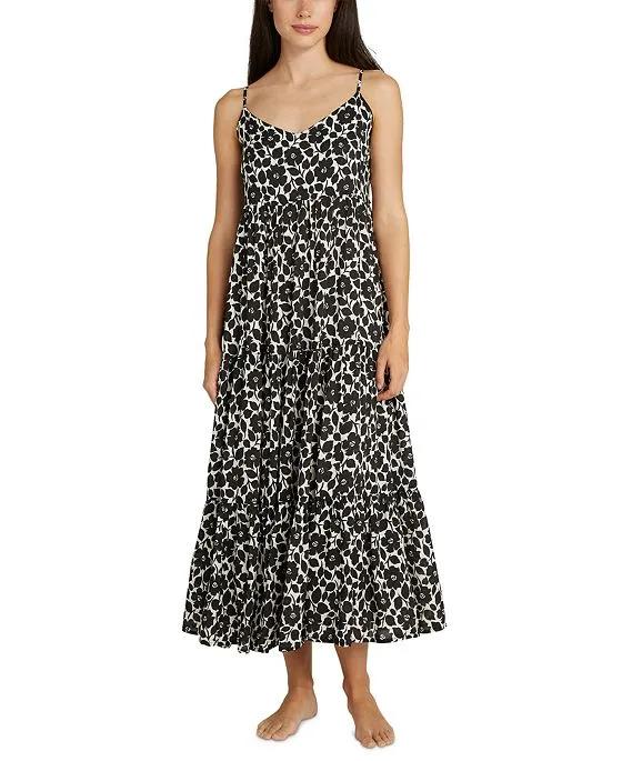 Women's Floral Tiered Midi Cover-Up Dress