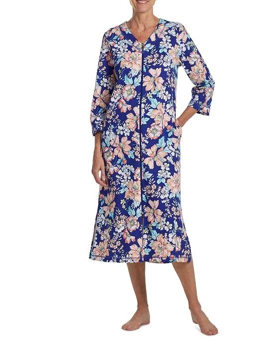 Women's Floral Zip-Front Nightgown