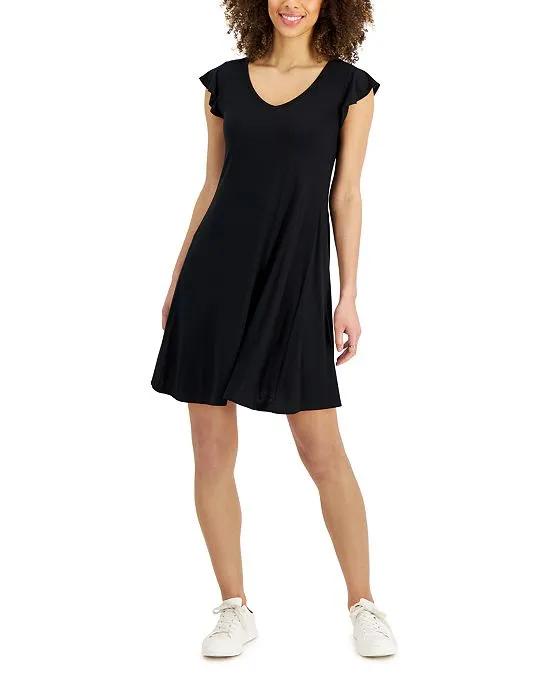 Women's Flutter-Sleeve Flip-Flop Dress, Created for Macy's