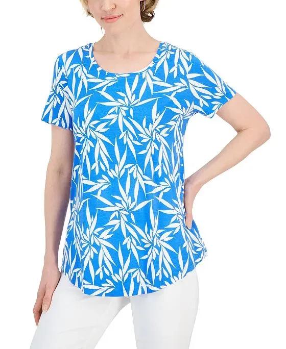 Women's Fluttering Leaves Scoop-Neck Top, Created for Macy's