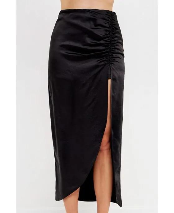 Women's Front Slit Midi Skirt
