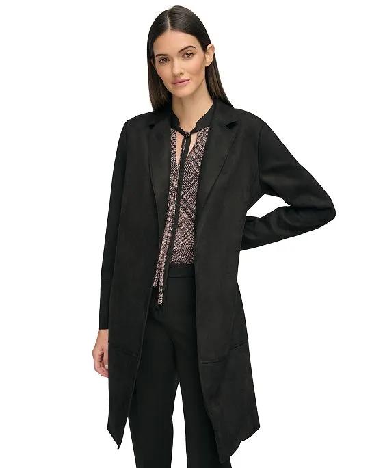 Women's Fuaux-Suede Long-Sleeve Topper Jacket 