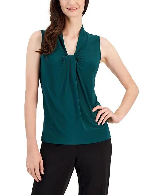 Women's Gathered-Front Stretch Knit Top