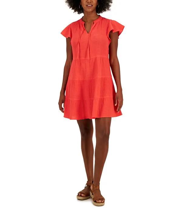 Women's Gauze Flutter-Sleeve Dress, Created for Macy's
