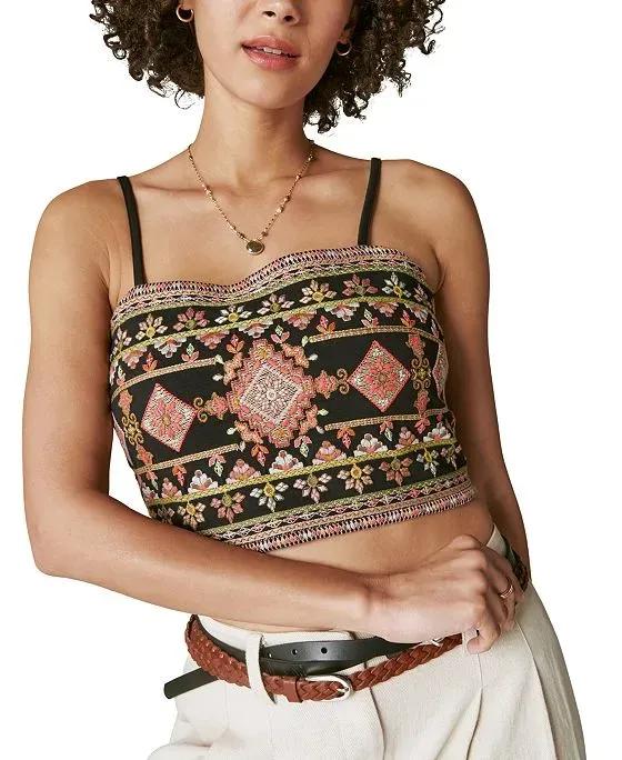 Women's Geo Embroidered Cropped Tank Top