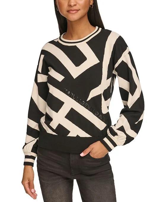 Women's Geo Pullover Crewneck Sweater