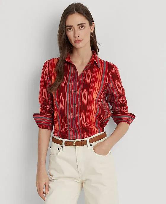 Women's Geo-Striped Cotton Voile Shirt