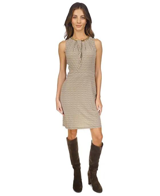 Women's Geo Twist Chain Mini Dress, Regular & Petite