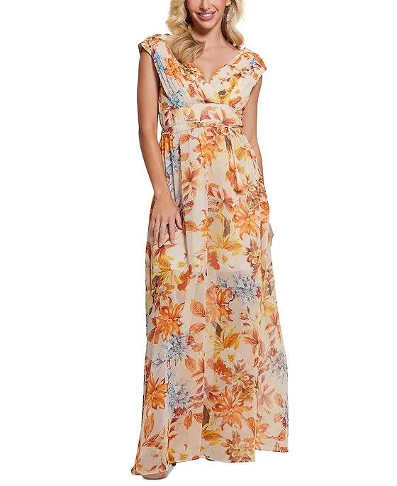 Women's Gilda Floral-Print Cap Sleeve Maxi Dress