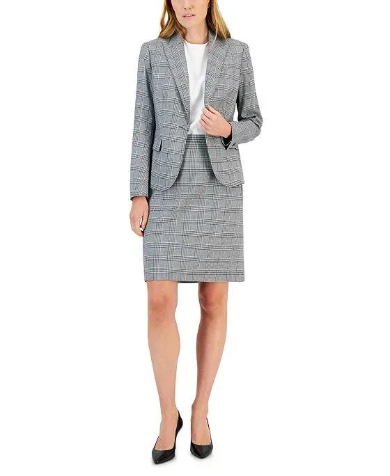 Women's Glen Plaid Single-Button Skirt Suit