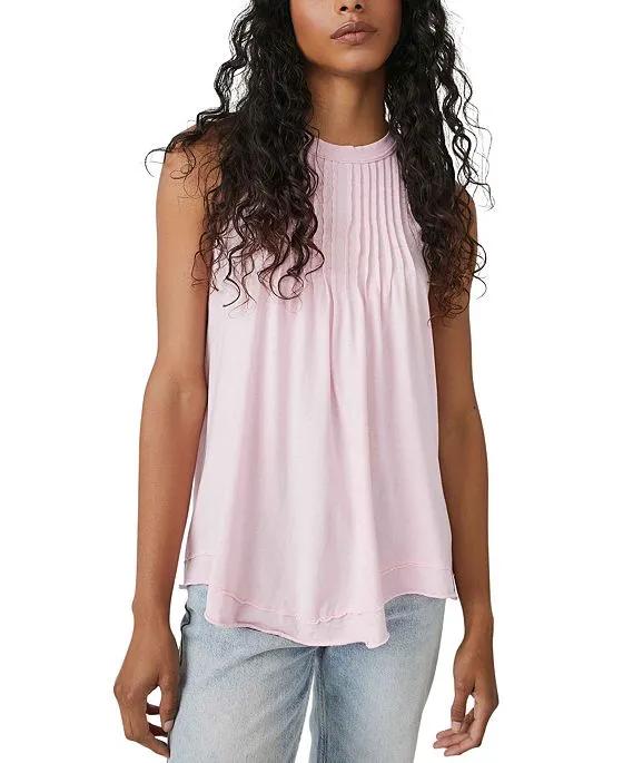 Women's Go To Town Cotton Pleated Tank Top