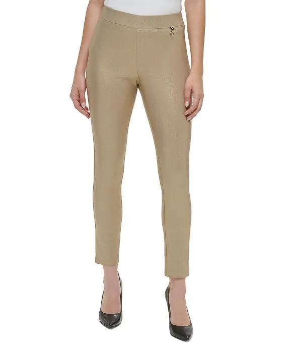 Women's Gold-Tone Pull-On Mid-Rise Pants