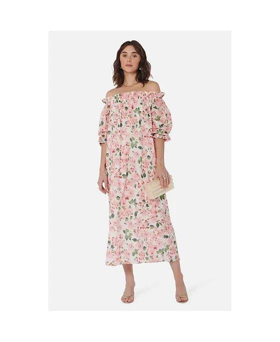 Women's Grace Dress in Pink Floral Cotton Voile