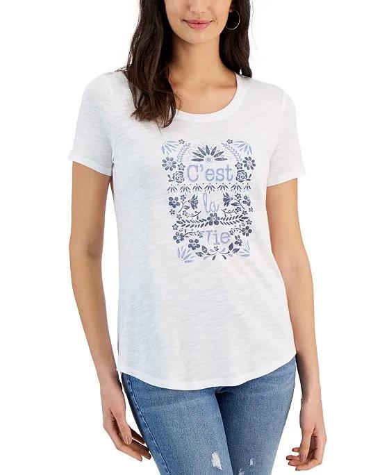 Women's Graphic Scoop-Neck T-Shirt, Created for Macy's