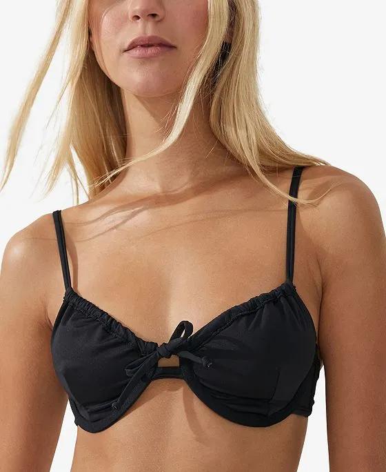 Women's Half-Wire Sweetheart-Neck Bra Bikini Top