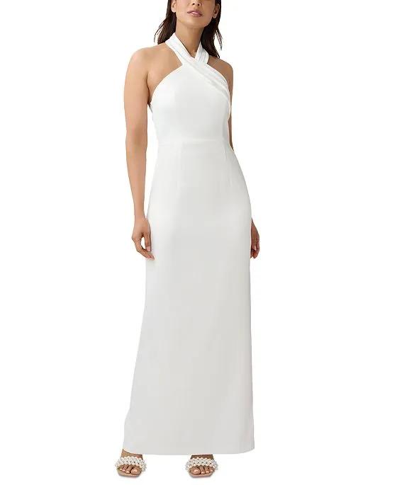 Women's Halter-Neck Sleeveless Fitted Gown
