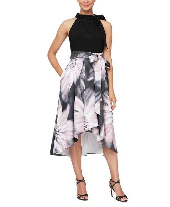 Women's Hi-Low Printed-Skirt Party Dress