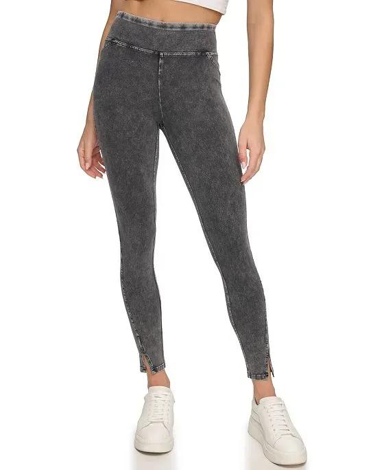 Women's High Rise 7/8 Jeggings Pant with Side Vent