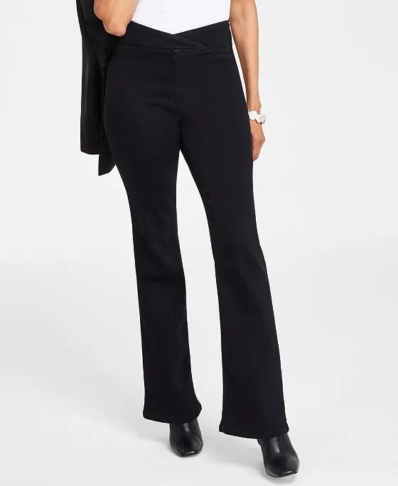 Women's High Rise Asymmetrical Waist Pull-On Jeans, Created for Macy's