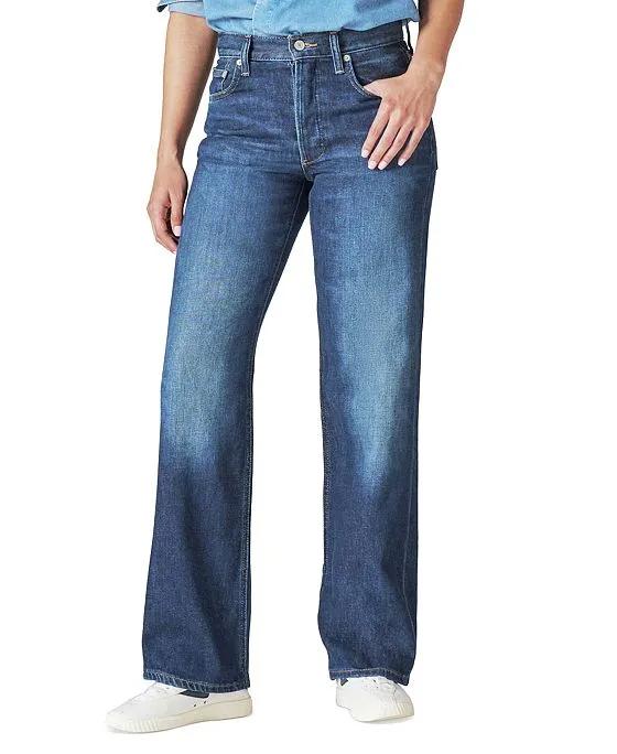 Women's  High-Rise Faded-Front Wide-Leg Jeans