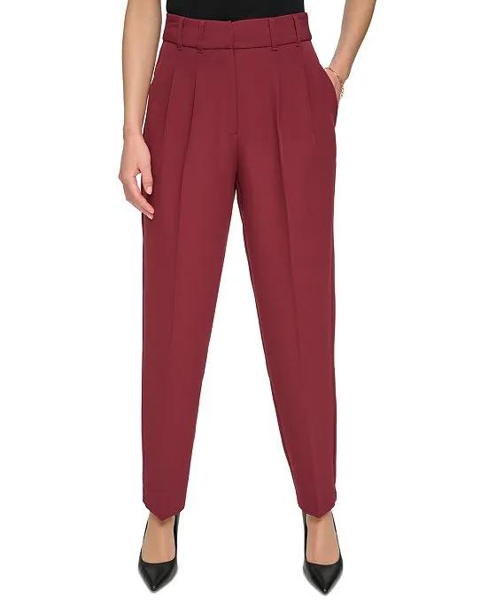 Women's High-Rise Pleated Roll-Cuff Pants