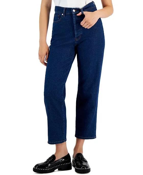 Women's High-Rise Straight Dark-Wash Ankle Jeans