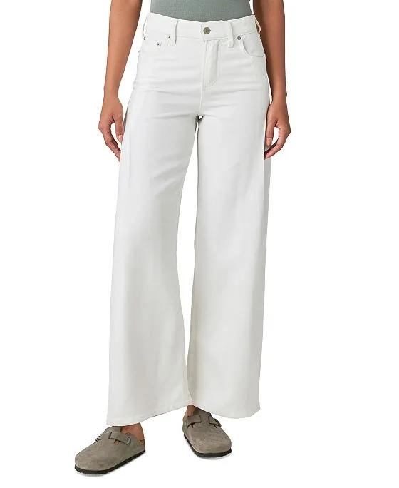 Women's High-Rise White Palazzo Jeans