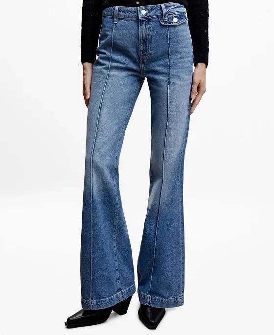 Women's High-Waist Wideleg with Seams Jeans