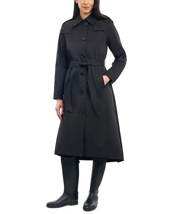Women's Hooded Belted Raincoat