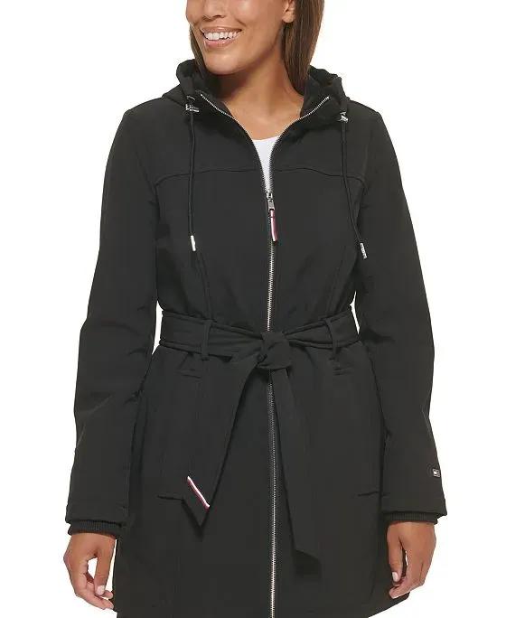 Women's Hooded Belted Raincoat