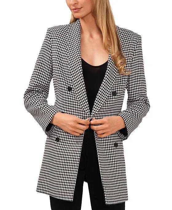Women's Houndstooth Double-Breasted Blazer
