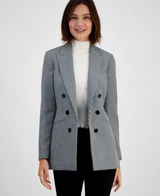Women's Houndstooth Faux-Double-Breasted Jacket, Created for Macy's