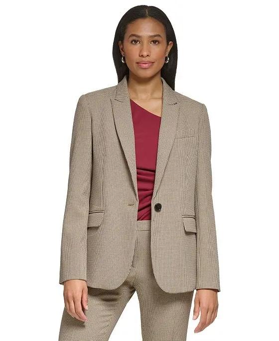 Women's Houndstooth One-Button Jacket