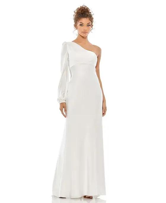 Women's Ieena Charmeuse One Sleeve Trumpet Gown
