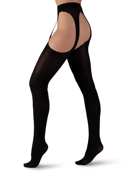 Women's Italian Made Opaque Crotchless Tights
