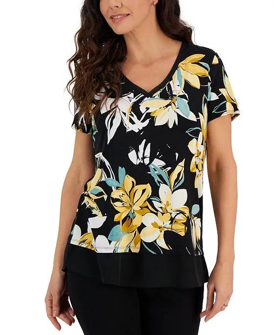 Women's Jumping Garden Printed Layered-Look Top, Created for Macy's