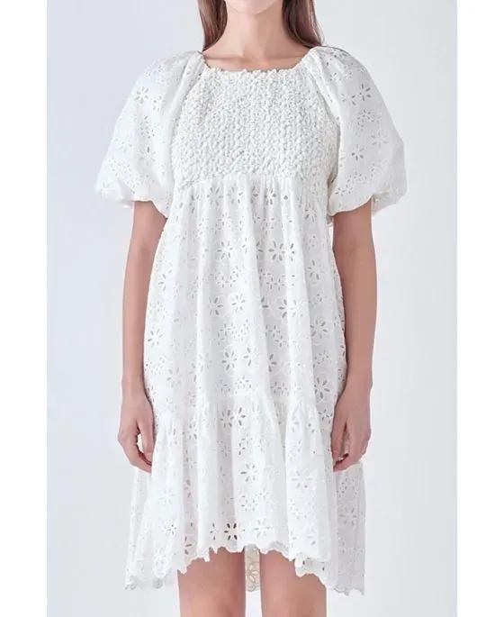 Women's Knit and Embroidery Combo Dress