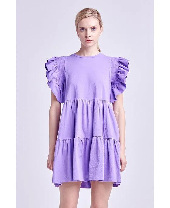 Women's Knit Ruffled Mini Dress