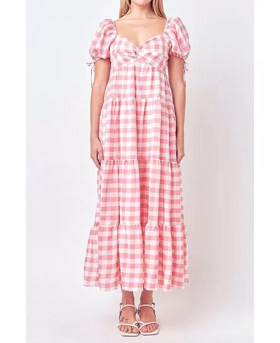 Women's Knotted Gingham Dress