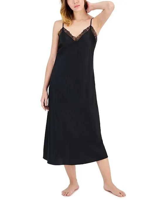 Women's Lace-Trim Satin Nightgown, Created for Macy's