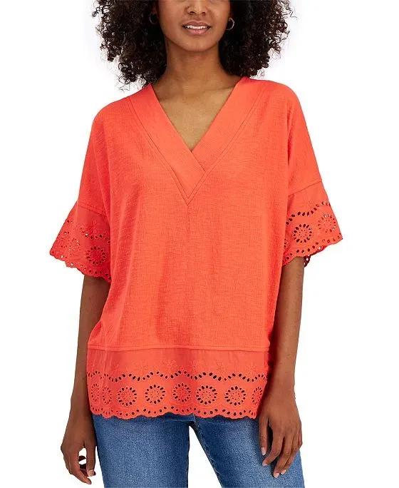Women's Lace-Trimmed Tunic, Created for Macy's
