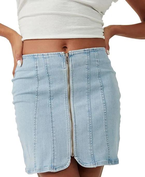 Women's Layla Denim Zip-Front Mini Skirt