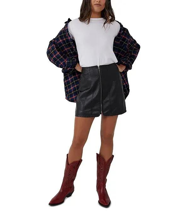 Women's Layla Faux-Leather Zip-Front Mini Skirt