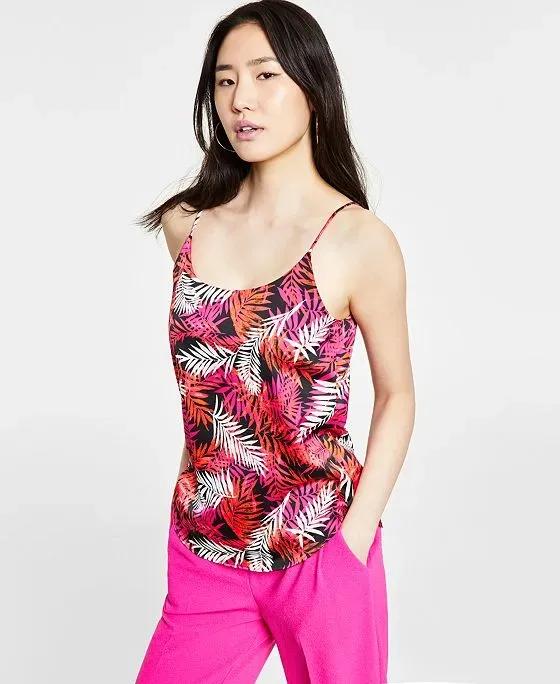 Women's Leaf-Print Scoop-Neck Cami Top, Created for Macy's