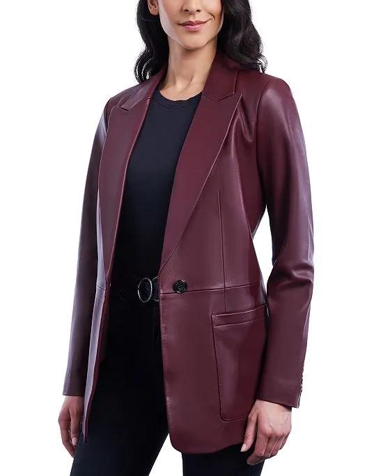 Women's Leather Blazer Coat, Created for Macy's