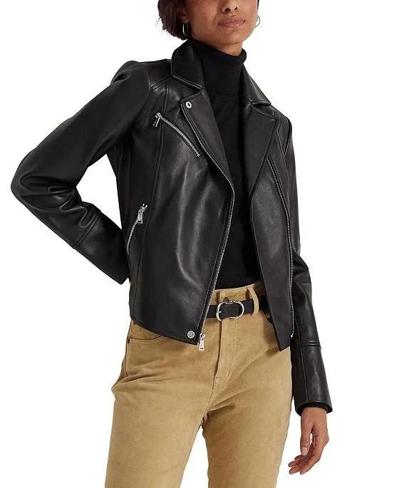 Women's Leather Moto Jacket, Created for Macy's